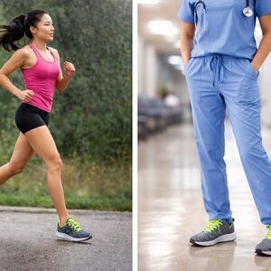 Gray and Green Athletic Sneakers with Breathable Mesh non slip . Slip resistant